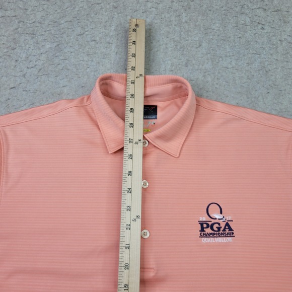 Quail Hollow Greg Norman Golf Polo Shirt Mens L Orange Short Sleeve Performance - Picture 9 of 10